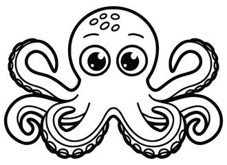 Obraz premium Cartoon Octopus: A charming and playful cartoon octopus with expressive eyes and wavy tentacles, perfect for whimsical designs and educational materials.