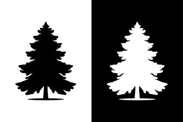 Obraz premium Minimal Pine Tree Silhouette Vector Collection Evergreen Forest Tree Icons