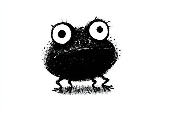 Un dibujo en blanco y negro de un grillo con una expresi&oacute;n sorprendida.