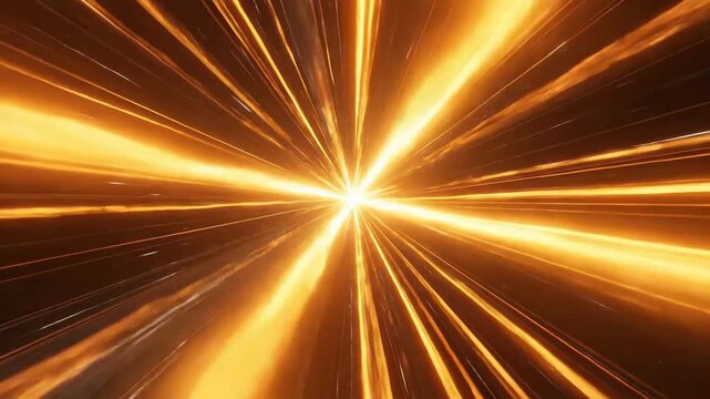 Abstract hyperdrive jump with golden light streaks, creating a sense of speed and acceleration.