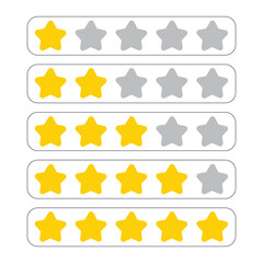 Star rating icons illustrating different levels of feedback or product quality assessment