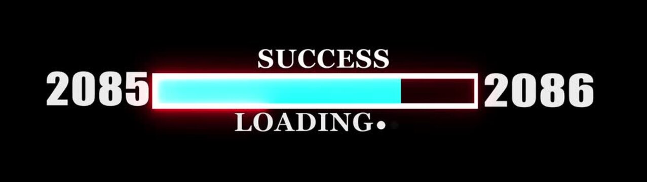 Loading bar from 2085 to 2086 new year transfer animation on background new year Celebration concept with confetti.....