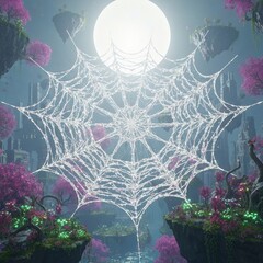 Surreal Web An abstract spider web in a dreamlike surreal landsc