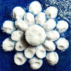 Texture Layered salt to mimic petals smooth salt for the water