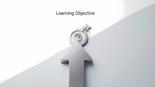 Arrow and target symbolizing learning objectives in a minimalist design