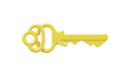 Yellow 3D Rendered Vintage Key