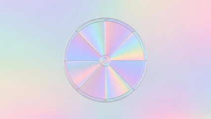 Obraz premium Holographic CD with Iridescent Rainbow Reflection on Pastel Background