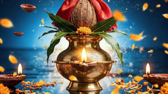 Cheti Chand symbolic kalash pot design for Sindhi New Year spiritual festival visuals