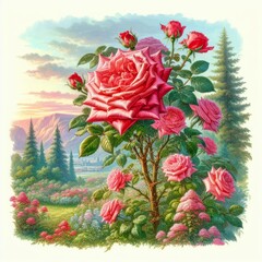 Blooming Wreath Rose A lush blooming rose with interlocking peta