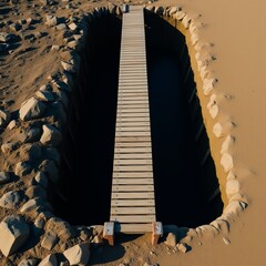 Bridge Over a Chasm Deep dark gap bridge leading to solid ground