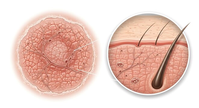 Detailed Skin Structure Illustration - Anatomy and Hair Follicles.