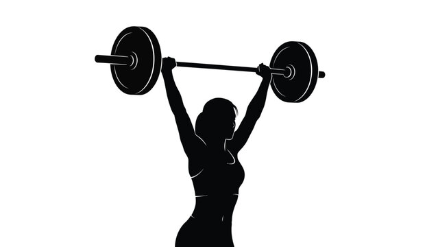 A woman lifting weights in a gym setting with fitness motivation and gym workout on white background