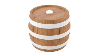 Wooden barrel with white hoops