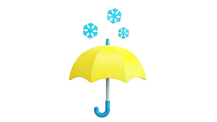 Yellow Umbrella with Snowflakes