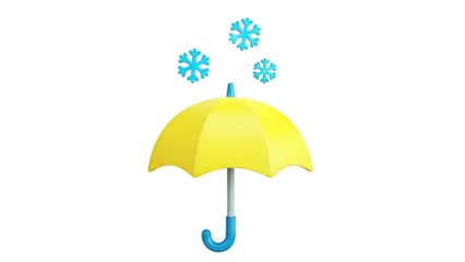 Yellow Umbrella with Snowflakes