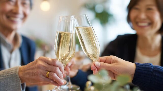 落ち着いた席で乾杯する男女の穏やかなひととき