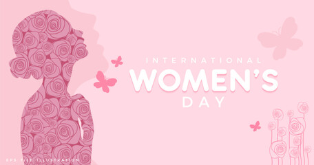 International Women's Day background with floral ornament pattern decoration