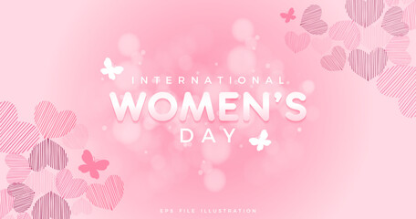 International Women's Day background with heart striped ornamental pattern decoration