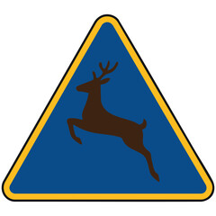 Warning sign for deer crossing
