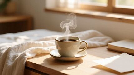 Cozy morning routine on calm lifestyle moments of slow living with coffee soft sunlight and natural textures for lifestyle branding wellness marketing and editorial design