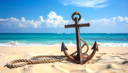anchor on the beach