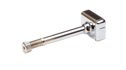 Shiny metal toggle bolt with screw thread and washer