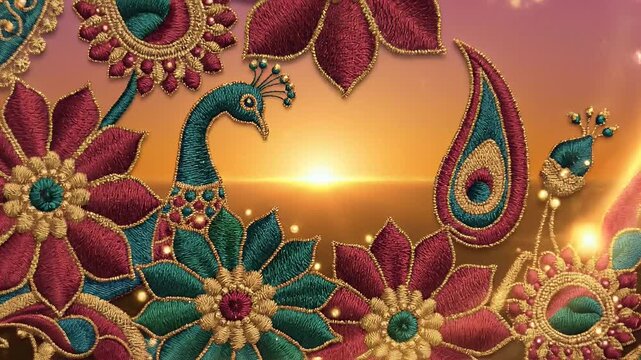 Gangaur background with ornate floral patterns for Hindu festival celebration design