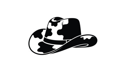 A striking black and white cowboy hat illustration a bold silhouette © IMkM00i76