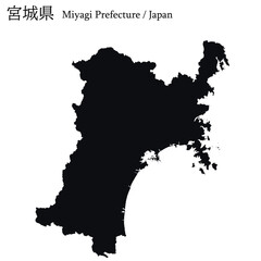 イラスト素材：日本地図　宮城県ベクターイラストマップ	
