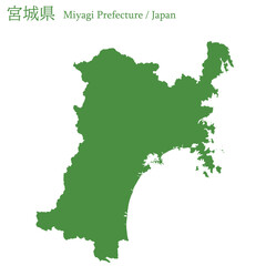 イラスト素材：日本地図　宮城県ベクターイラストマップ	
