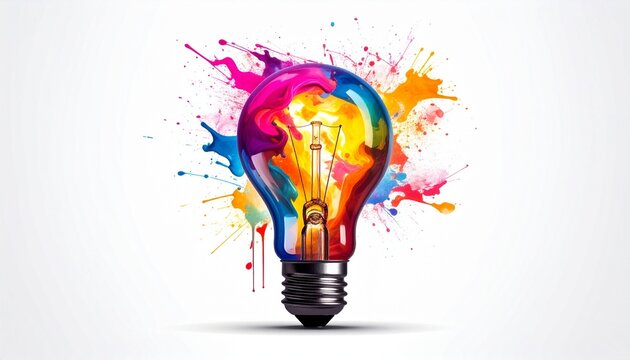 abstract background with colorful light bulbs - Powered by Adobe