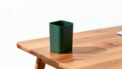 GreenContainerOnWoodenTable