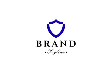 Shield frame logo template with flat vector design style