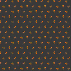 Dark gray- black background with small floral motifs Simple tiny flowers pattern Botanical wallpapers Sewing fabric Packaging design