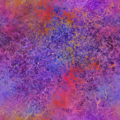 Abstract blurry painted seamless pattern in purple, blue, red, orange natural colors Grunge effect Grainy multicolor background