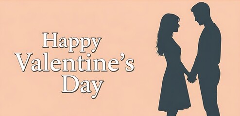 Romantic silhouette couple celebrating valentine's day with heartfelt wishes.
