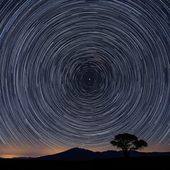 Long Exposure Star Trails Stars captured as streaks of light due