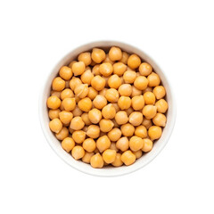 Chickpeas in a white bowl, isolated on white or transparent background, PNG Format.