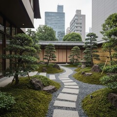 Monochromatic Design Tokyo Japan Gardens built around the use of