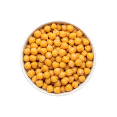 Chickpeas in a white bowl, isolated on white or transparent background, PNG Format.