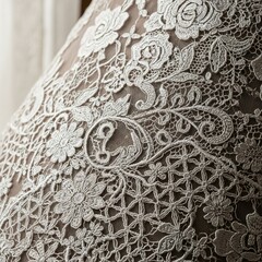 Polyester Lace Delicate patterned fabric used in bridal wear and