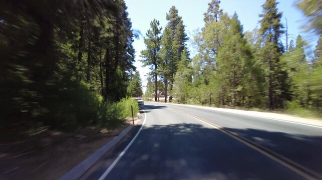 Kings Canyon Scenic Byway West Section 23 Eastbound MultiCam Rear View Big Stump Grove Driving Plate California USA