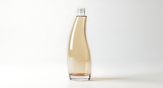 Elegant and modern glass bottle with a unique curved design for sophisticated drinks