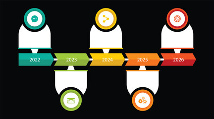 Modern Timeline Infographic Vector with Milestones and Icons