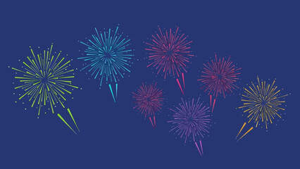 Obraz premium Vibrant fireworks exploding in the night sky with colorful bursts.