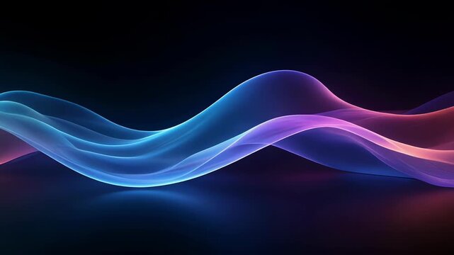 Vibrant wavy lines in blue and purple hues on dark background