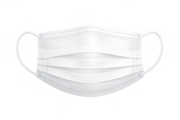 White medical surgical mask protecting against illness and viruses, disposable healthcare equipment on transparent background