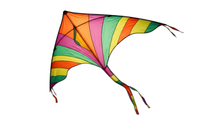 A colorful kite isolated on transparent background
