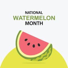 Celebrating the national watermelon month with a delightful graphic featuring a single slice of ripe fruit illustration