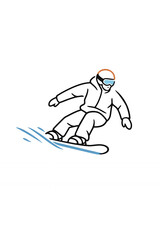 Fototapeta premium Snowboarder downhill vector icon logo. Snowboarding emblem sign minimalist design illustration. Winter sport simple print label concept.